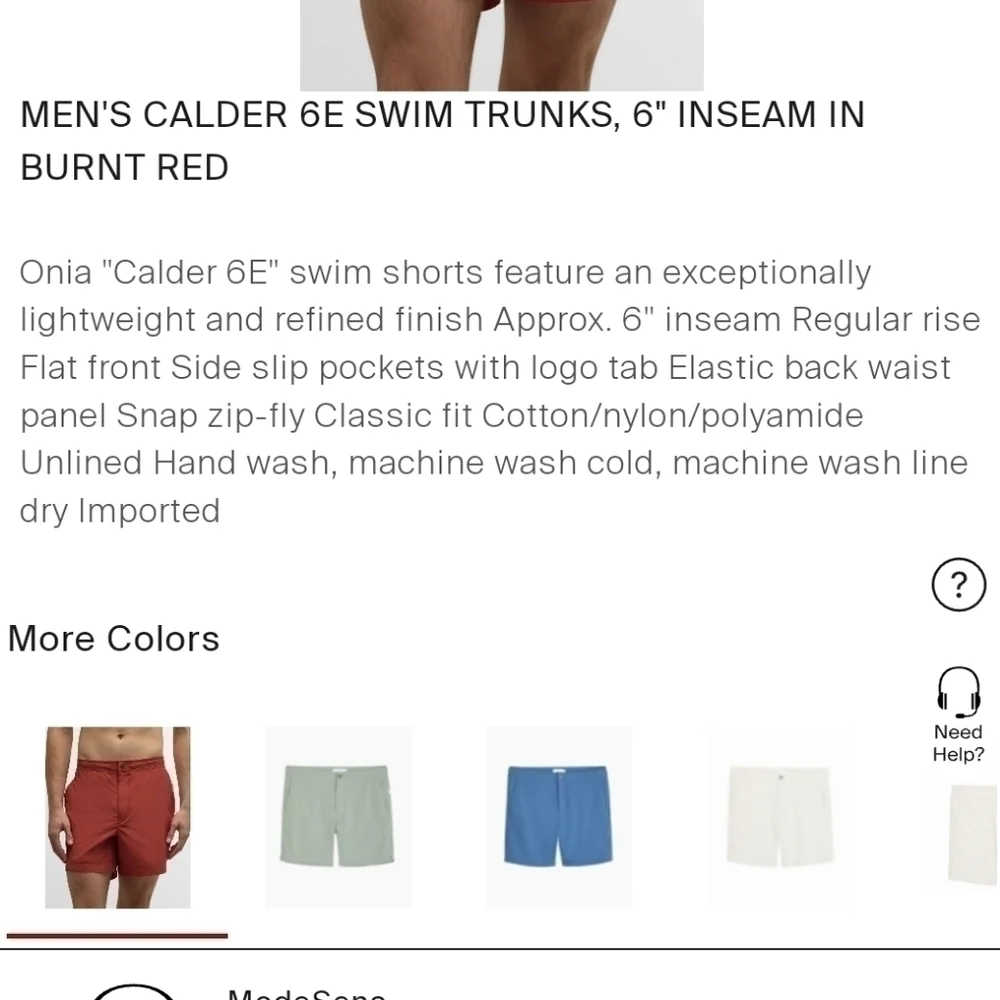 ONIA CALDER 6E SWIM TRUNKS IN BURNT RED, sz MEDIUM